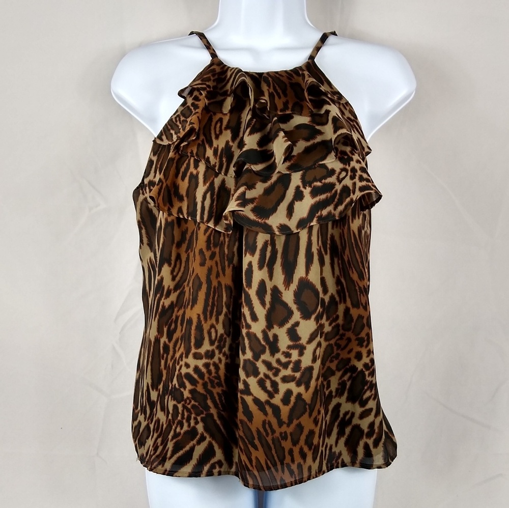 Nine West Suit | Leopard Print Ruffle Cami Blouse